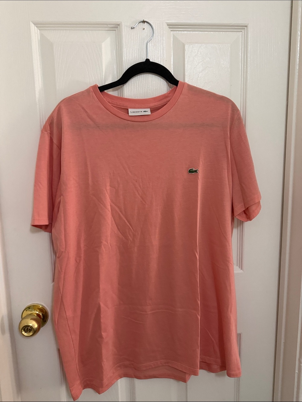 Lacoste Short Sleeve Crew Tee in Coral